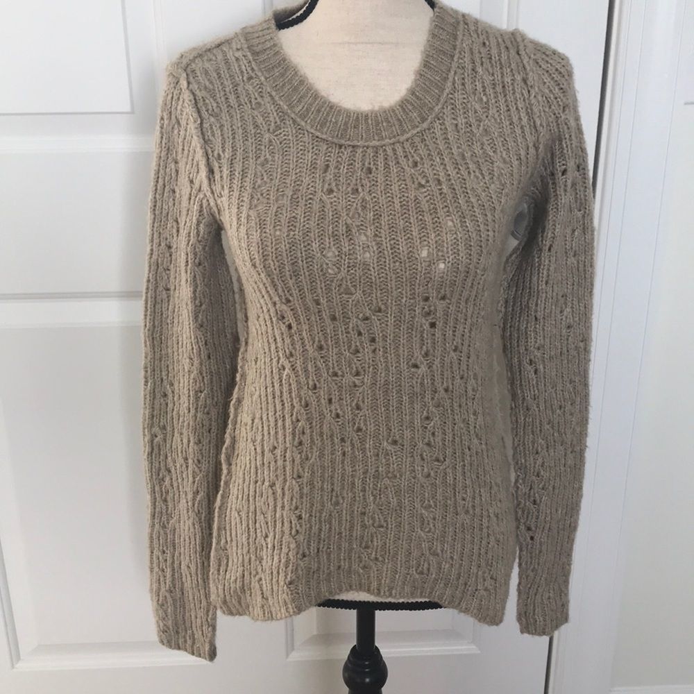 Free People Tan Cable Knit Sweater